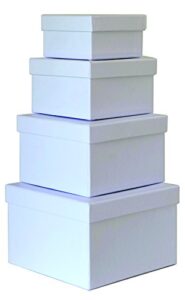 cypress lane square rigid gift boxes, a nested set of 4, 3.5×3.5×2 to 6x6x4 inches, small size(white)