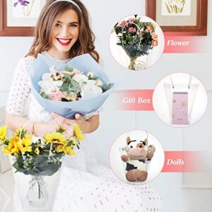 Woanger 12 Pieces Clear Flower Bouquet Bags with Handle, Transparent Florist Shop Packaging Supplies Plastic Flower Bag for Mother Day Fathers Day Graduation Birthday Wedding, 9.3 x 4.7 x 10.2 Inch