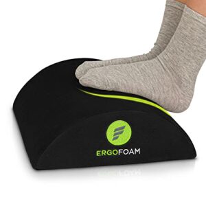 ErgoFoam Ergonomic Foot Rest Under Desk - Premium Velvet Soft Foam Footrest for Desk - Most Comfortable Desk Foot Rest in The World for Lumbar, Back, Knee Pain - Foot Stool Rocker (Black)