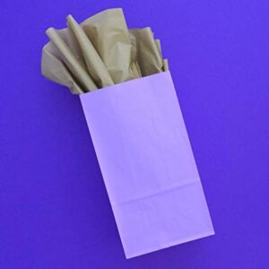 Party Favor Bag - 50 Pack Light Purple Lavender Lilac Color Paper Kraft Lunch Gift Treat Bags Ideal for Baby Shower, Birthday Party, Craft Projects, Gift Bags