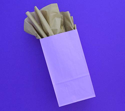 Party Favor Bag - 50 Pack Light Purple Lavender Lilac Color Paper Kraft Lunch Gift Treat Bags Ideal for Baby Shower, Birthday Party, Craft Projects, Gift Bags