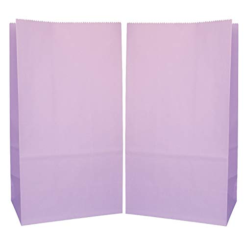 Party Favor Bag - 50 Pack Light Purple Lavender Lilac Color Paper Kraft Lunch Gift Treat Bags Ideal for Baby Shower, Birthday Party, Craft Projects, Gift Bags