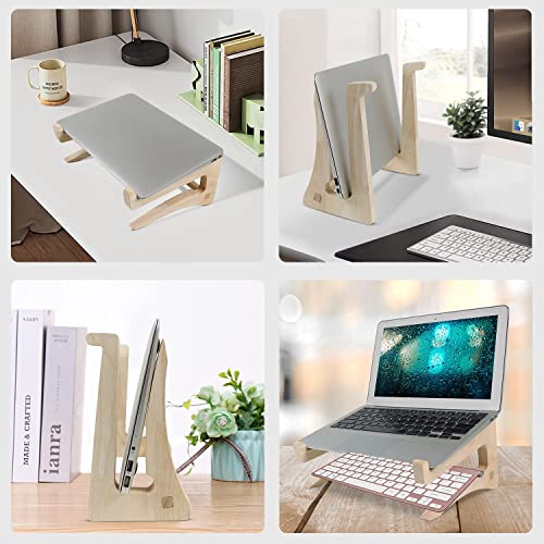 UI U & I Laptop Stand, Wooden Laptop Stand, Detachable Wooden Notebook Holder Mount Stand for Desk, 11-14inch Compatible with Apple MacBook Air Mac Pro, HP, DELL, Acer, Toshiba, Surface, Lenovo etc