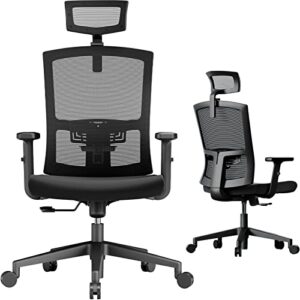 noblewell office chair ergonomic office chair with large seat, lumbar support computer chair, desk chair with adjustable headrest, armrest