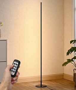 edishine modern led floor lamp with remote, 57.5″ minimalist dimmable corner lighting, standing tall floor lamp for living room, bedroom, home office, 7 color temperature 2700~6000k (black)