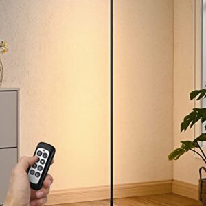 EDISHINE Modern LED Floor Lamp with Remote, 57.5" Minimalist Dimmable Corner Lighting, Standing Tall Floor Lamp for Living Room, Bedroom, Home Office, 7 Color Temperature 2700~6000K (Black)
