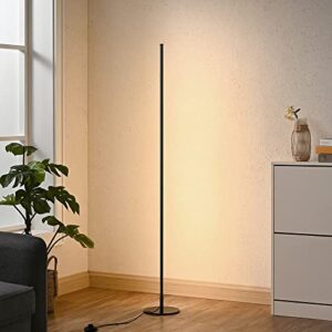 EDISHINE Modern LED Floor Lamp with Remote, 57.5" Minimalist Dimmable Corner Lighting, Standing Tall Floor Lamp for Living Room, Bedroom, Home Office, 7 Color Temperature 2700~6000K (Black)