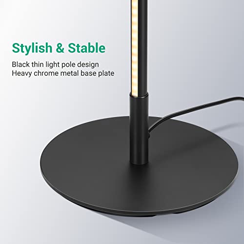 EDISHINE Modern LED Floor Lamp with Remote, 57.5" Minimalist Dimmable Corner Lighting, Standing Tall Floor Lamp for Living Room, Bedroom, Home Office, 7 Color Temperature 2700~6000K (Black)