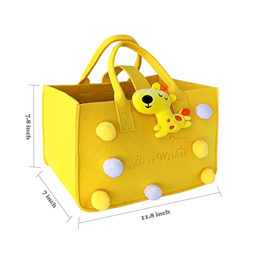 CXDBXD Gift Bags 11.8x7.8x7 Inch Reusable Lightweight Foldable Big Gift Bag Storage Creative Felt Gift bags for Kids Birthday Gift Woman Stylish Shopping Party Travel Bag (Yellow)