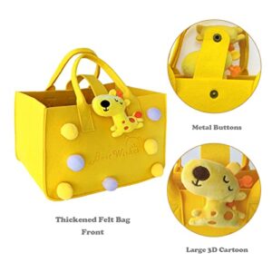 CXDBXD Gift Bags 11.8x7.8x7 Inch Reusable Lightweight Foldable Big Gift Bag Storage Creative Felt Gift bags for Kids Birthday Gift Woman Stylish Shopping Party Travel Bag (Yellow)