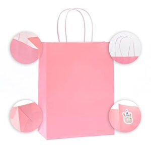 Nexmint 24-Pack Medium Pink Paper Gift Bags with Handle: Pink Gift Bags, Pink Paper Bag, Shopping Bag, Party Favor Bags, Treat Bags, Goodie Bag, Business Tchotchkes, Shopping Bag, Retail Bag, Kraft Paper Bag