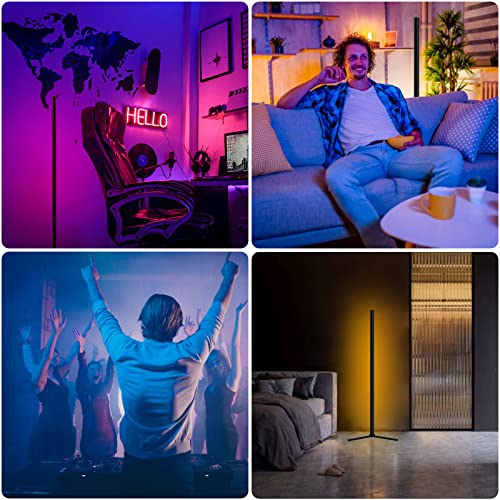 IODOO RGB Corner Light, Smart Floor Lamp Works with App and Remote, Modern LED Floor Lamp with Music Sync and 16 Million DIY Colors, Color Changing Ambiance Lamp for Living Room Bedroom Gaming Room