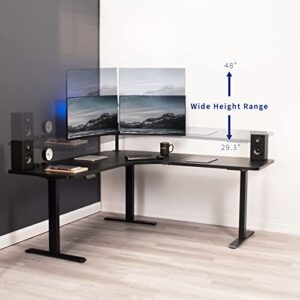 VIVO Electric Height Adjustable 71 x 71 inch Curved Corner Stand Up Desk, Black 4 Section Table Top, Black Frame with Memory Controller, L-Shaped Standing Workstation, DESK-KIT-E3CB2
