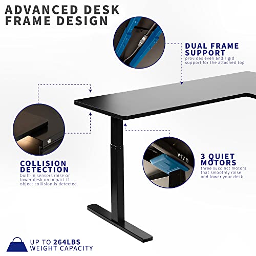 VIVO Electric Height Adjustable 71 x 71 inch Curved Corner Stand Up Desk, Black 4 Section Table Top, Black Frame with Memory Controller, L-Shaped Standing Workstation, DESK-KIT-E3CB2