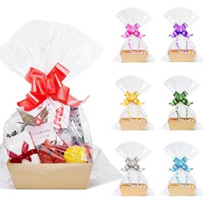 baskets for gifts empty, 6 pack sturdy empty gift basket with handles kraft tray cardboard basket to fill bulk gift packages for holiday, wedding, birthday, christmas, valentines day
