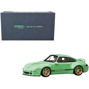 993 Light Green with Dark Green Stripes Gunther Werks Special Edition 1/64 Diecast Model Car by Tarmac Works T64-TL054-GR