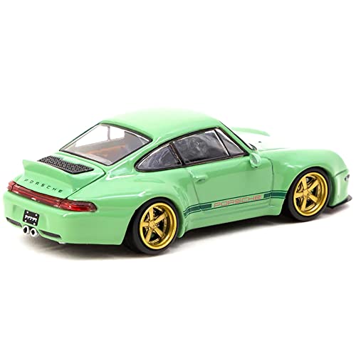 993 Light Green with Dark Green Stripes Gunther Werks Special Edition 1/64 Diecast Model Car by Tarmac Works T64-TL054-GR