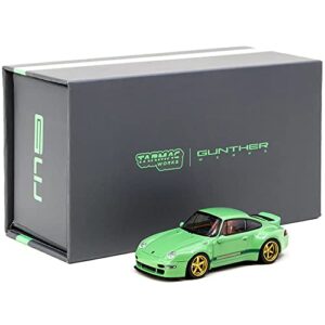993 Light Green with Dark Green Stripes Gunther Werks Special Edition 1/64 Diecast Model Car by Tarmac Works T64-TL054-GR