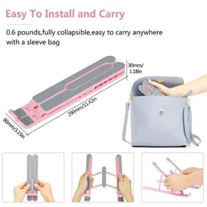 JERX Pink Laptop Stand, 10-45° Adjustable Notebook Riser, Lightweight & Sturdy Holder for Carry-On Travel, Ergonomic Computer Holder Compatible for MacBook Air Pro, HP, Lenovo, Dell 10-15.6”