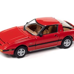 1982 Mazda RX-7 Sunrise Red w/Black Stripes Classic Gold Collection Ltd Ed to 12480 pcs 1/64 Diecast Model Car by Johnny Lightning JLCG029-JLSP244 B