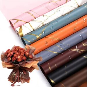 xshelley (24 sheets marbled flower wrapping paper 8-color flower shop bouquets, diy crafts, gift packaging or gift box packaging, waterproof flower wrapping paper 23x23 inches