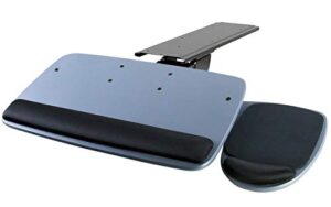 mount-it! under desk keyboard tray, adjustable keyboard and mouse drawer platform with ergonomic wrist rest pad, 17.25″ track (mi-7137)