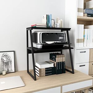 puncia desktop 3-tier wood printer stand black large size high capacity storage desk shelves for dorm home office organizer of printer fax book heavy duty rack for home office supplie