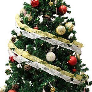 JOYIN 3 Color Rolls Christmas Ribbon Wired 2.75'', 100+ Yard Total， Sheer Glitter Swirl Ribbon for Holiday Xmas Gift Box Wrapping, Hair Bows Making, Christmas Tree, Sewing, Craft Decoration