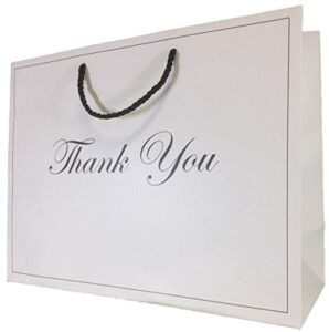 modeeni 12 large white thank you gift bag wedding thank u bags with handles 13×10 paper shopping large white gift bags merchandise premium quality elegant luxury matte modern fancy retail clothing boutique birthday