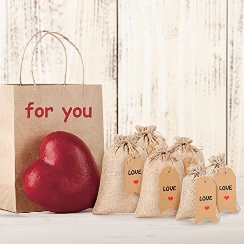24 Pcs Burlap Gift Bags with Drawstring, Small Burlap Bags Bulk 3 Assorted Size Gift Bags Reusable Burlap Sacks Jewelry Pouches with Gift Tags and String for Thank You Gift Holiday DIY Craft Bags