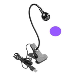 uv led light fixtures with gooseneck and clamp mini desk light clamp portable gooseneck for outdoor stall gel nail curing, 5v usb input (black,round head)