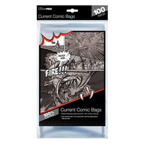 ultra pro current size 6-7/8 x 10-1/2″ comic bags (100 count pack), small, clear