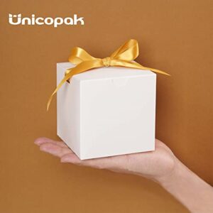UnicoPak 4x4x4 Inches White Gift Boxes 50 PCs, Favor Boxes, Small Gift Boxes with Lids for Gift Ornaments, Candles, Mugs, Glasses, Crafting, for Birthday, Wedding, Christmas
