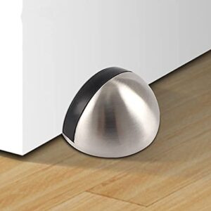 LTIYITL Stainless Steel Half Dome Floor Door Stop Self-Adhesive with Rubber Free Punching—Ground Door Stops for Bedroom Living Bath Shower Room Office Silver—Stainless Steel Floor Door Stopper（4PCS）