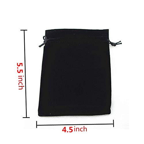 Colorsheng 20pcs 4.5"X 5.5" Velvet Drawstring Cloth Jewelry Pouches Gift Candy Bags Wedding Headphones Bag (Black)