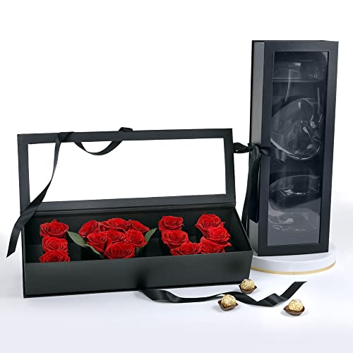 UNIKPACKAGING “I Love You” Flower Gift Letter Shaped Fillable Box, with Plastic Liner, for Luxury Style Flower and Gift Arrangements (Black)