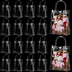17 pieces clear pvc present bags with handles reusable clear plastic favors bags transparent retail shopping bags for wedding birthday baby shower party treats goodie merchandise 5.9 x 7.87 x 2.8 inch