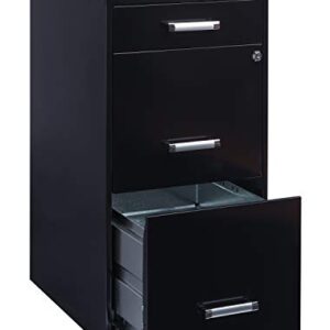 Office Dimensions 18in. Deep 3 Metal Organizer Pencil Drawer SOHO Vertical File Cabinet, Black