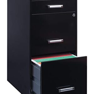 Office Dimensions 18in. Deep 3 Metal Organizer Pencil Drawer SOHO Vertical File Cabinet, Black