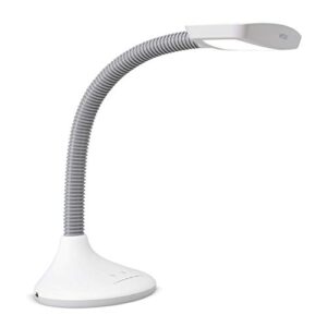 verilux® smartlight full spectrum led desk lamp with adjustable brightness, flexible gooseneck and integrated usb charging port – reduces eye strain and fatigue – ideal for readers, artists, crafters
