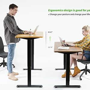 FAMISKY Crank Adjustable Height Standing Desk, 48 x 24 Inches Manual Stand up Desk, Sit Stand Workstation for Home Office with Handle and Splice Board, Black Frame/Walnut Top