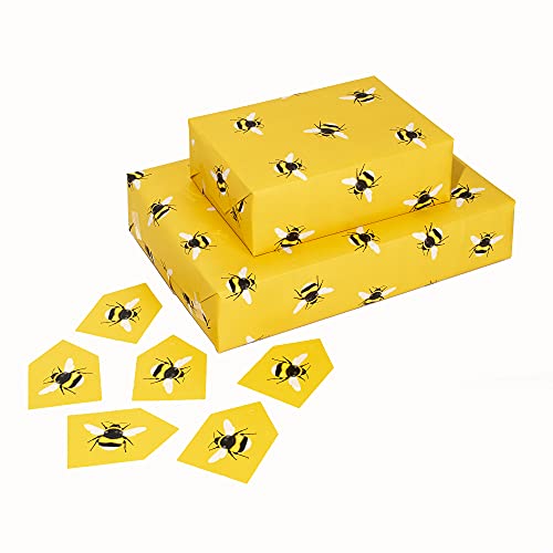 CENTRAL 23 - Bee Wrapping Paper - 6 Wrapping Paper Sheets for Birthday - Women - Friends - Birthday Baby Shower Easter Decorations - Recyclable and Made In UK