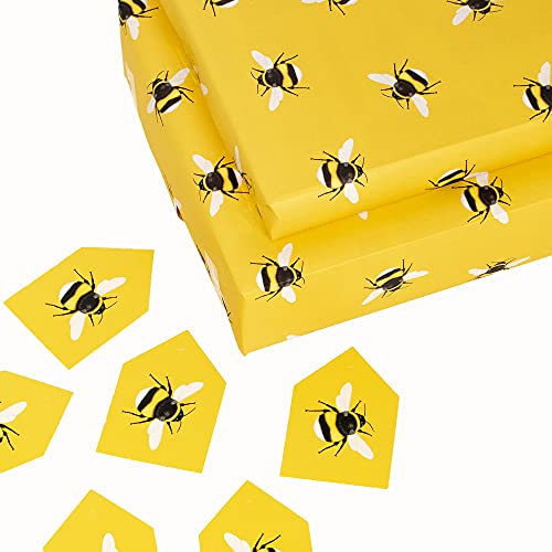 CENTRAL 23 - Bee Wrapping Paper - 6 Wrapping Paper Sheets for Birthday - Women - Friends - Birthday Baby Shower Easter Decorations - Recyclable and Made In UK