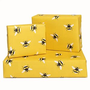 CENTRAL 23 - Bee Wrapping Paper - 6 Wrapping Paper Sheets for Birthday - Women - Friends - Birthday Baby Shower Easter Decorations - Recyclable and Made In UK