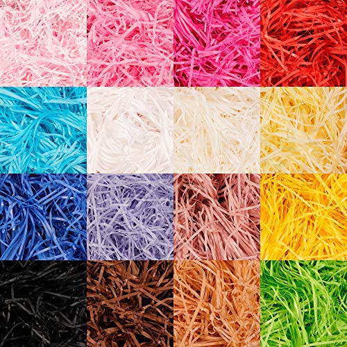 1.06LB (480g) Paper Shreds Filler Multicolored Raffia Paper Shreds Strands Grass Stuffer Shredded Crinkle Confetti for DIY Gift Wrapping & Basket Filling