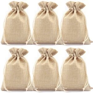 50pcs burlap gift bags with drawstring,linen burlap bags candy bags goodies bag for christmas wedding party and diy craft packing (3.5 x 4.7 inch | 9 x 12 cm, natural brown)