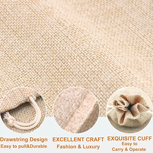 50PCS Burlap Gift Bags with Drawstring,Linen Burlap Bags Candy Bags Goodies Bag for Christmas Wedding Party and DIY Craft Packing (3.5 x 4.7 Inch | 9 x 12 CM, Natural Brown)