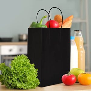 100PCS Black Kraft Paper Bags with Handle, Assorted 4 Size, Shopping Bags, Retail Bags, Party Favor Bags with Handles，25 Bags Per Size, 5.5”x3.75”x8” & 8”x4.75”x10” & 10”x5”x13” & 16”x6”x12”