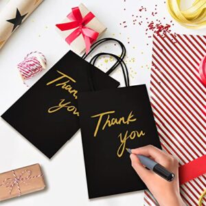 100PCS Black Kraft Paper Bags with Handle, Assorted 4 Size, Shopping Bags, Retail Bags, Party Favor Bags with Handles，25 Bags Per Size, 5.5”x3.75”x8” & 8”x4.75”x10” & 10”x5”x13” & 16”x6”x12”