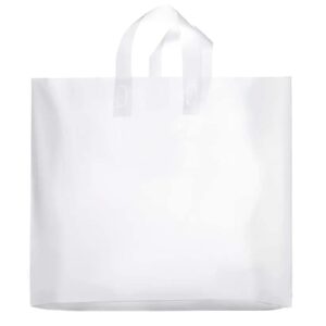 frosted plastic gift bags 50 pack 12″x10″x4″ clear frosted plastic bags for small business with soft loop handles for gifts retail bags and more